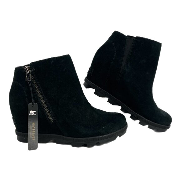 Sorel Black Suede Wedge Ankle Boots | Size 8 - Picture 1 of 8